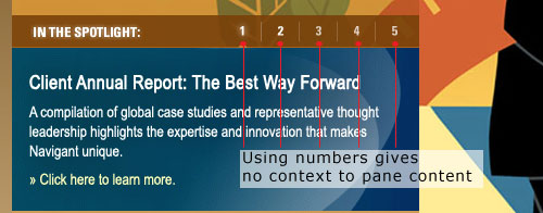 Navigant Consulting uses numbers for tab control text.